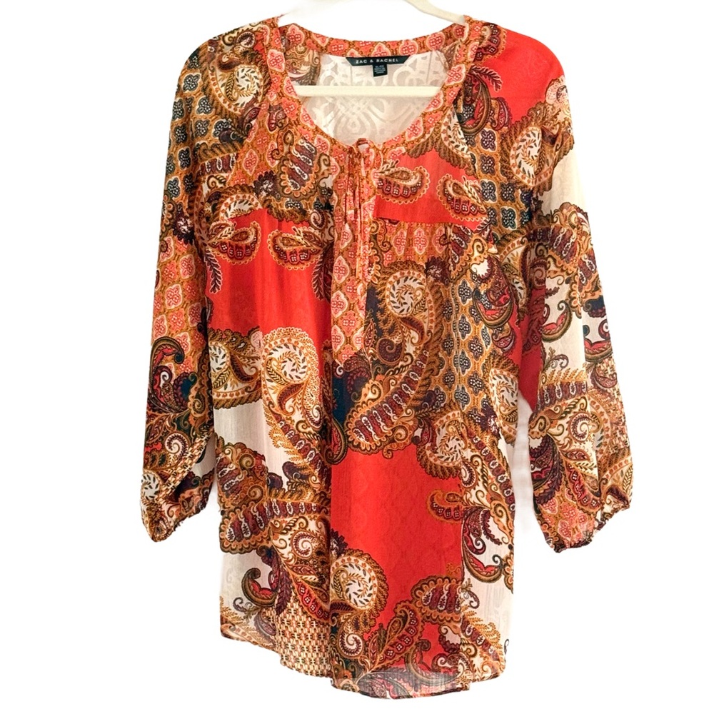 🌼 Zac & Rachel Paisley Boho Print Blouse XL